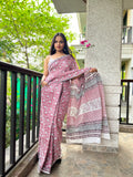 Whispering Willow Mul Cotton Ready to wear pocket saree - Aseem Shakti