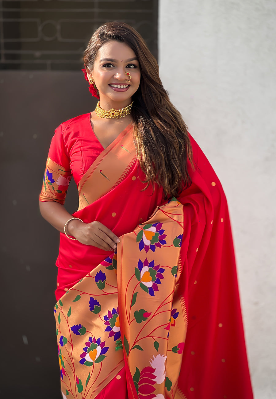 Utsav Umang Powerloom Paithani Silk Ready To Wear Pocket Saree