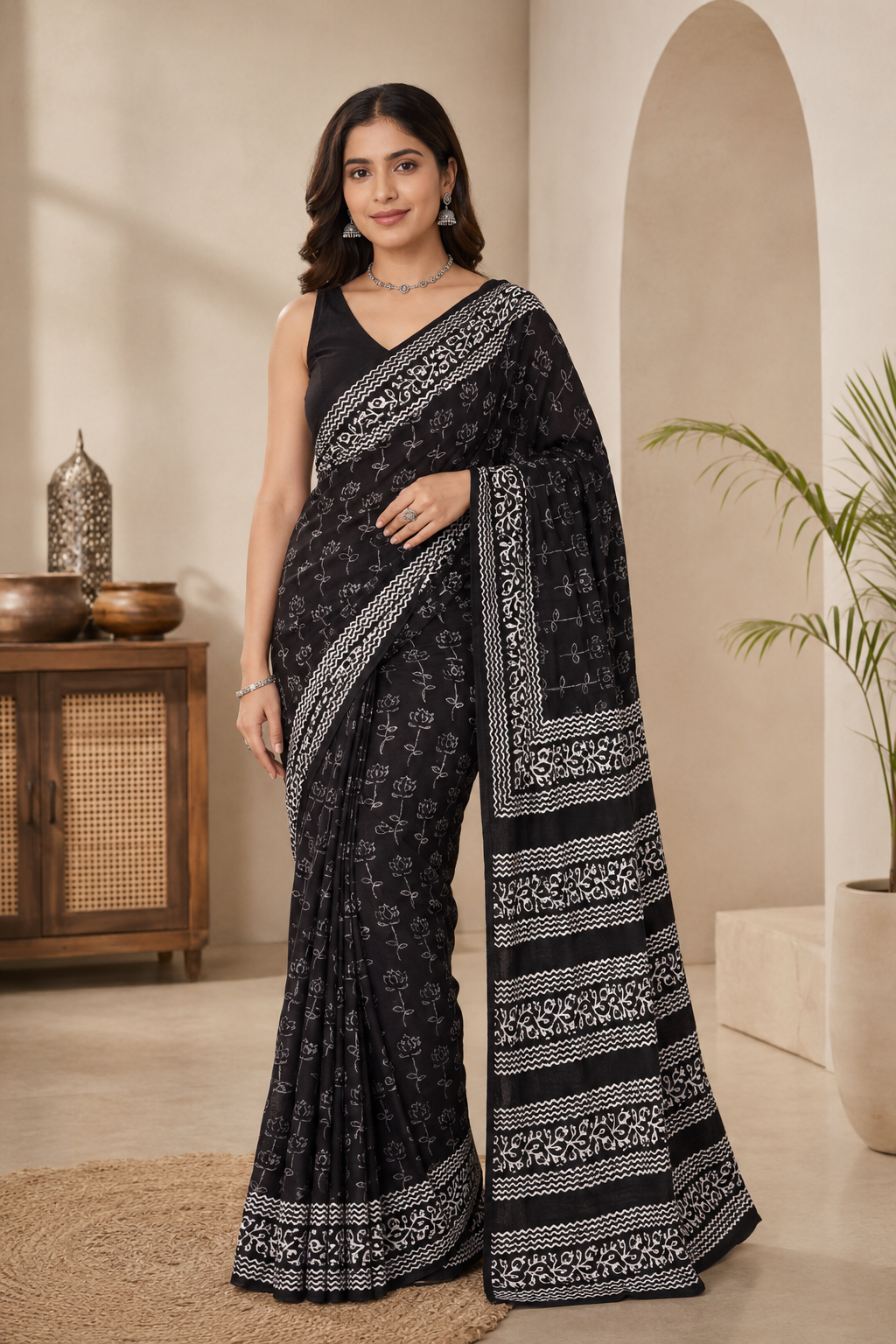 Lichfield Angel Mul Cotton Ready-To-Wear Pocket Saree