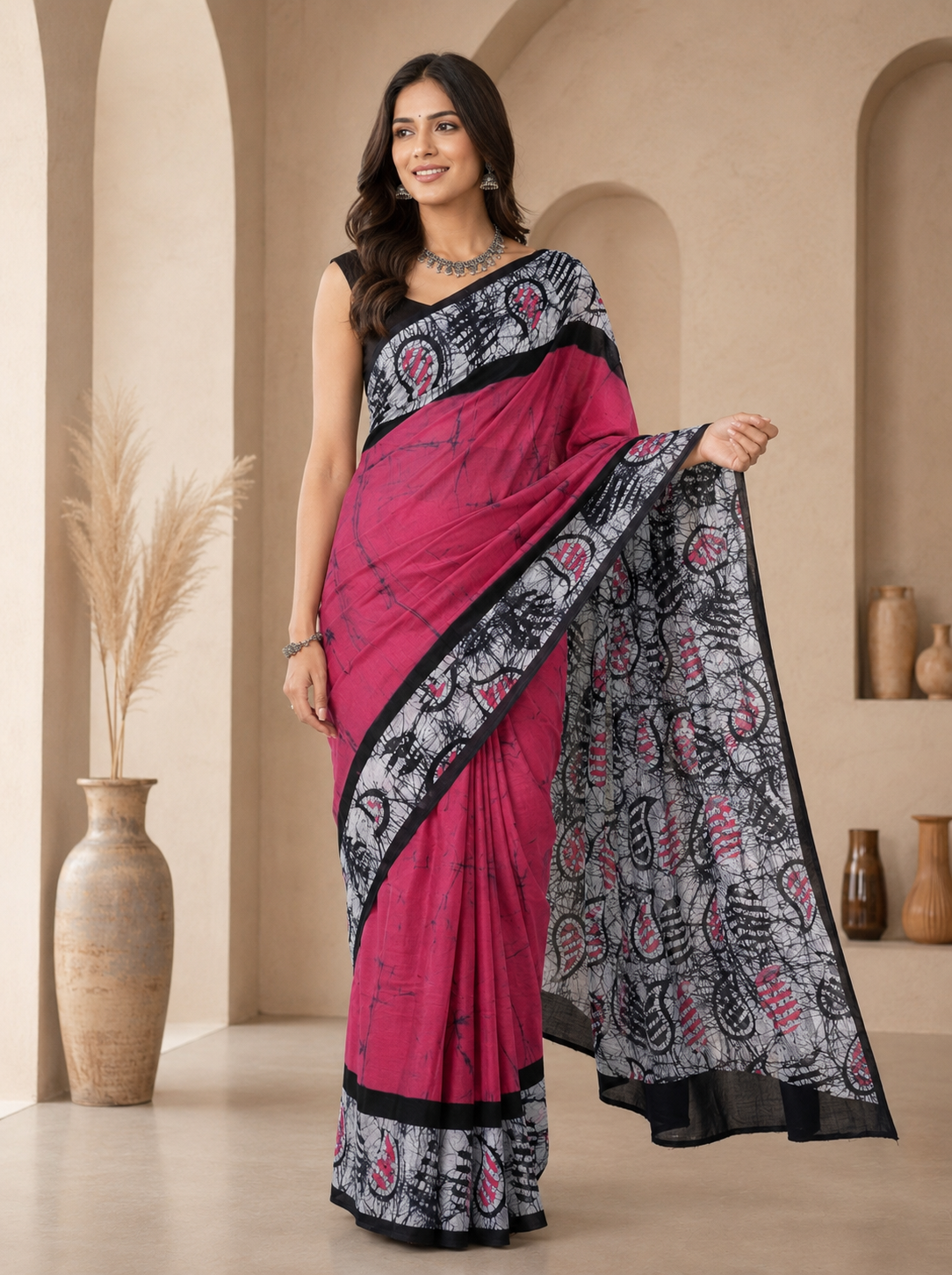 Pink Floyd Mul Cotton Ready-To-Wear Pocket Saree