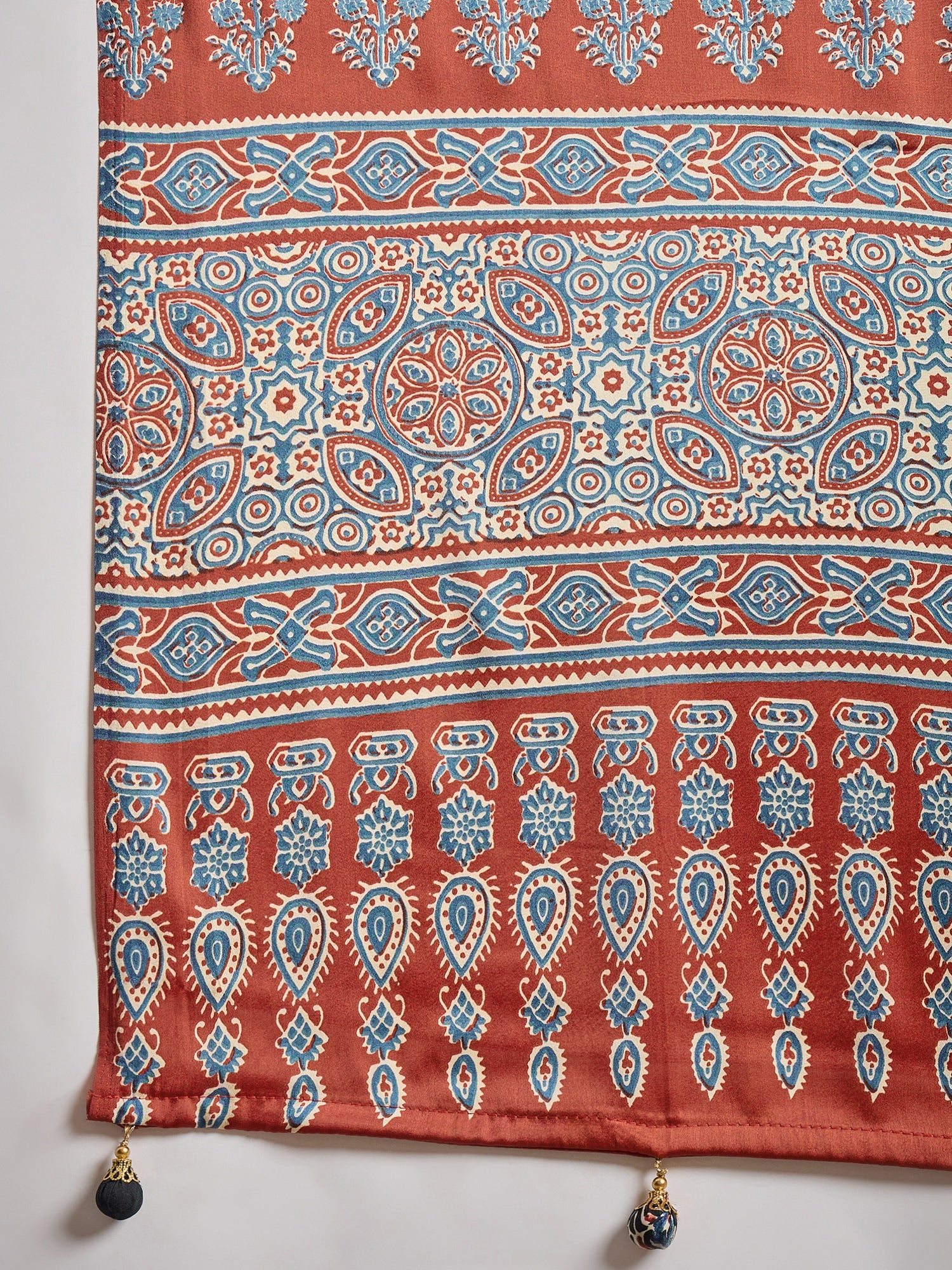 Modal Ajrakh Print (Green) Ready To Wear Pocket Saree