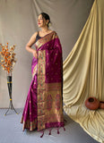 Regal Iris Powerloom Paithani Silk with Minakari work Ready-To-Wear Pocket Saree