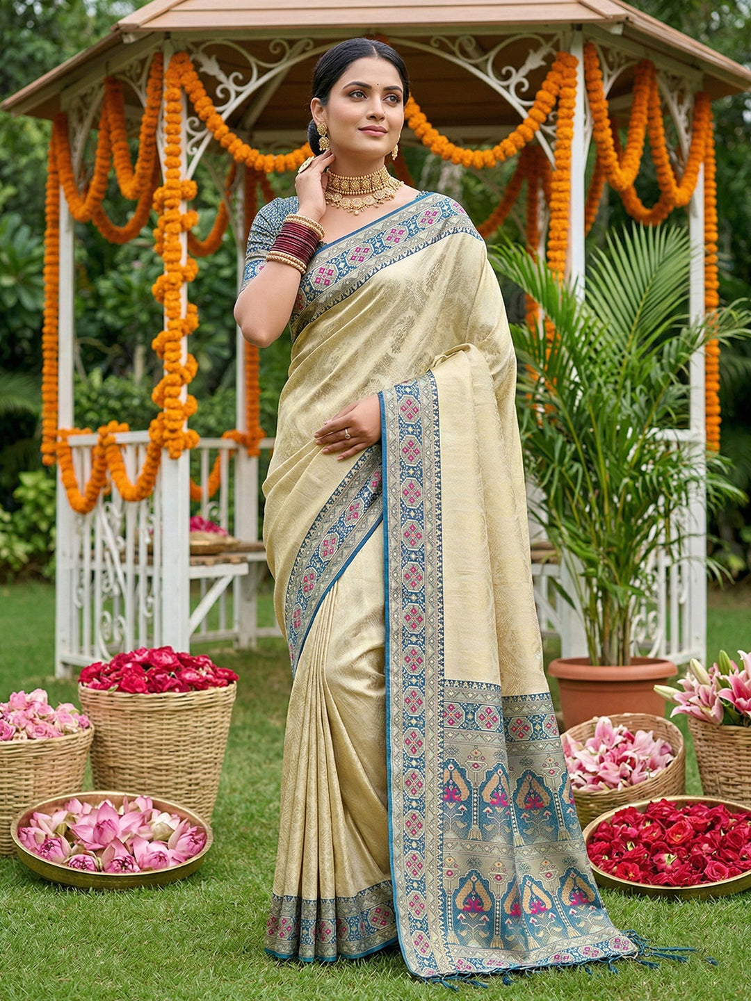 Subtle Splendor Banarasi Silk (B) Ready To Wear Pocket Saree