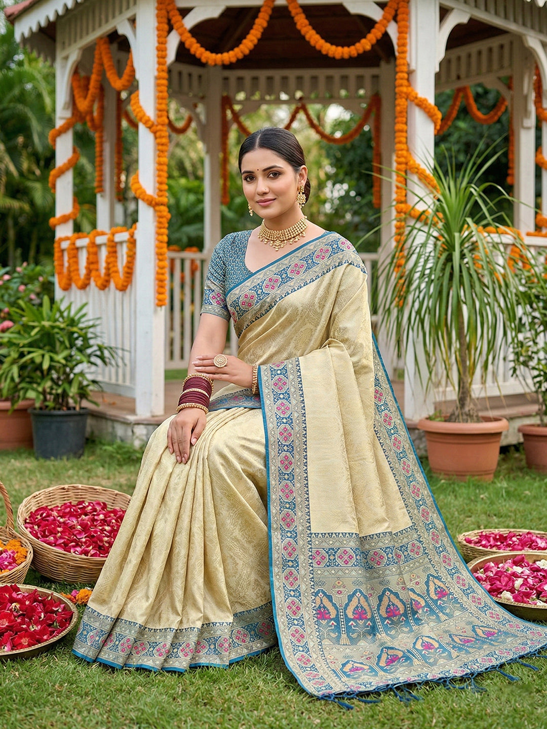 Subtle Splendor Banarasi Silk (B) Ready To Wear Pocket Saree