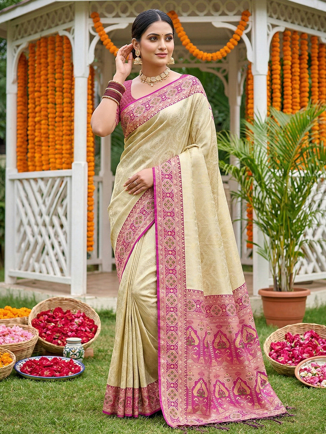 Subtle Splendor Banarasi Silk (A) Ready To Wear Pocket Saree