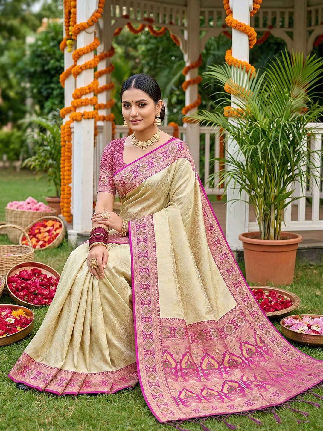 Subtle Splendor Banarasi Silk (A) Ready To Wear Pocket Saree