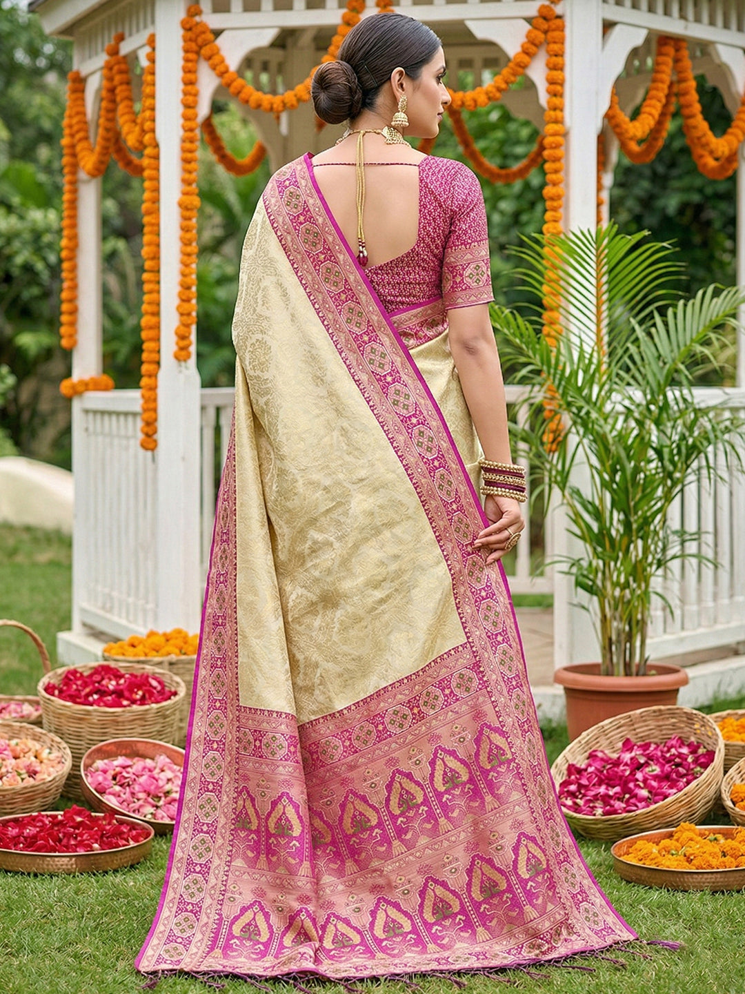 Subtle Splendor Banarasi Silk (A) Ready To Wear Pocket Saree