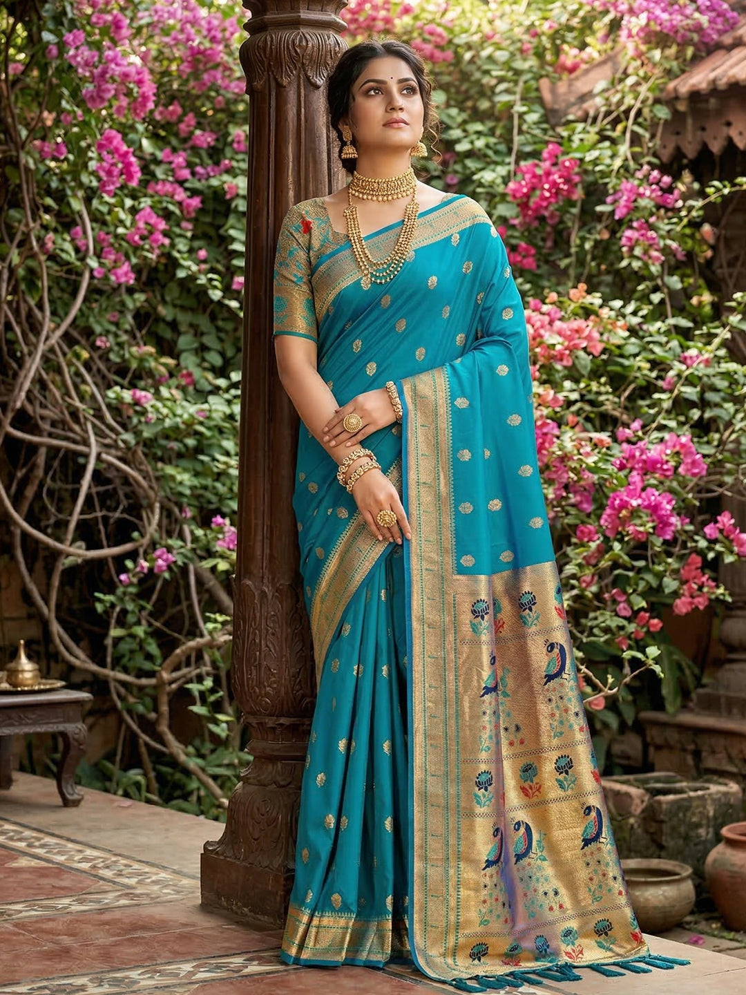 Alankrita Powerloom Paithani Silk (E) Ready To Wear Pocket Saree