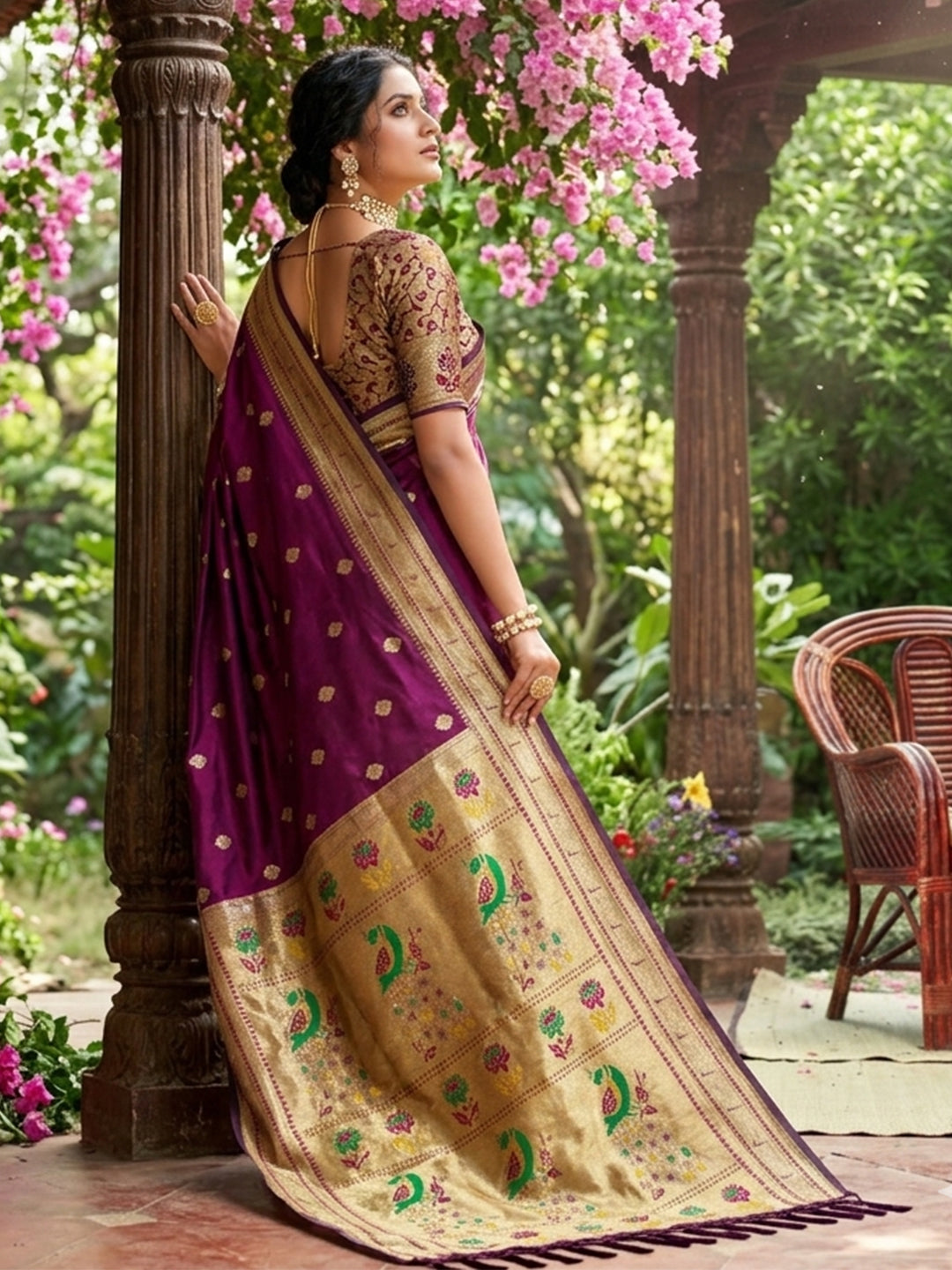 Alankrita Powerloom Paithani Silk (F) Ready To Wear Pocket Saree