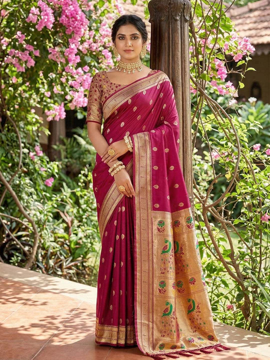 Alankrita Powerloom Paithani Silk (H) Ready To Wear Pocket Saree