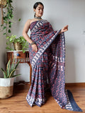 Petal Bloom Mul Cotton Hand Block Printed Saree