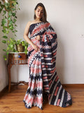 Enchanted Glade Mul Cotton Hand Block Printed Ready-to-wear Pocket Saree