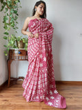 Blossom Dream Mul Cotton Hand Block Printed Ready-to-wear Pocket Saree