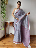 Jasmine Mul Cotton Hand Block Printed Saree