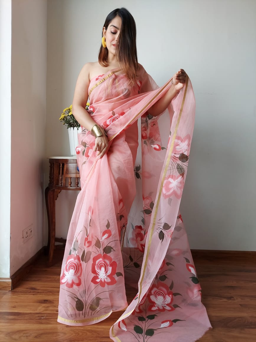 Miss Rosy Organza Ready To Wear Pocket Saree
