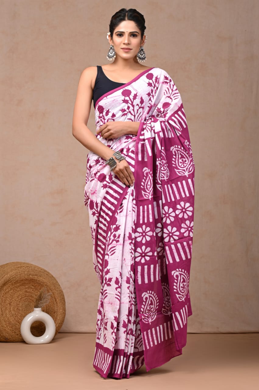 Past Prints Mul Cotton Ready-To-Wear Pocket Saree
