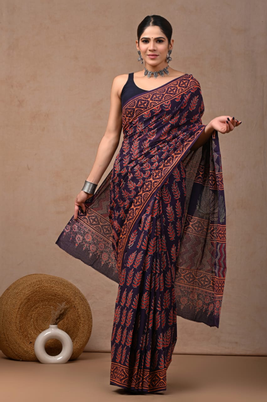 Alba Maxima Mul Cotton Ready-To-Wear Pocket Saree
