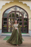 Evergreen Georgette Catonic Shade Fabric Gown