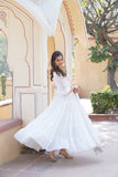 Snowfall Elegance Georgette Catonic Shade Fabric Gown