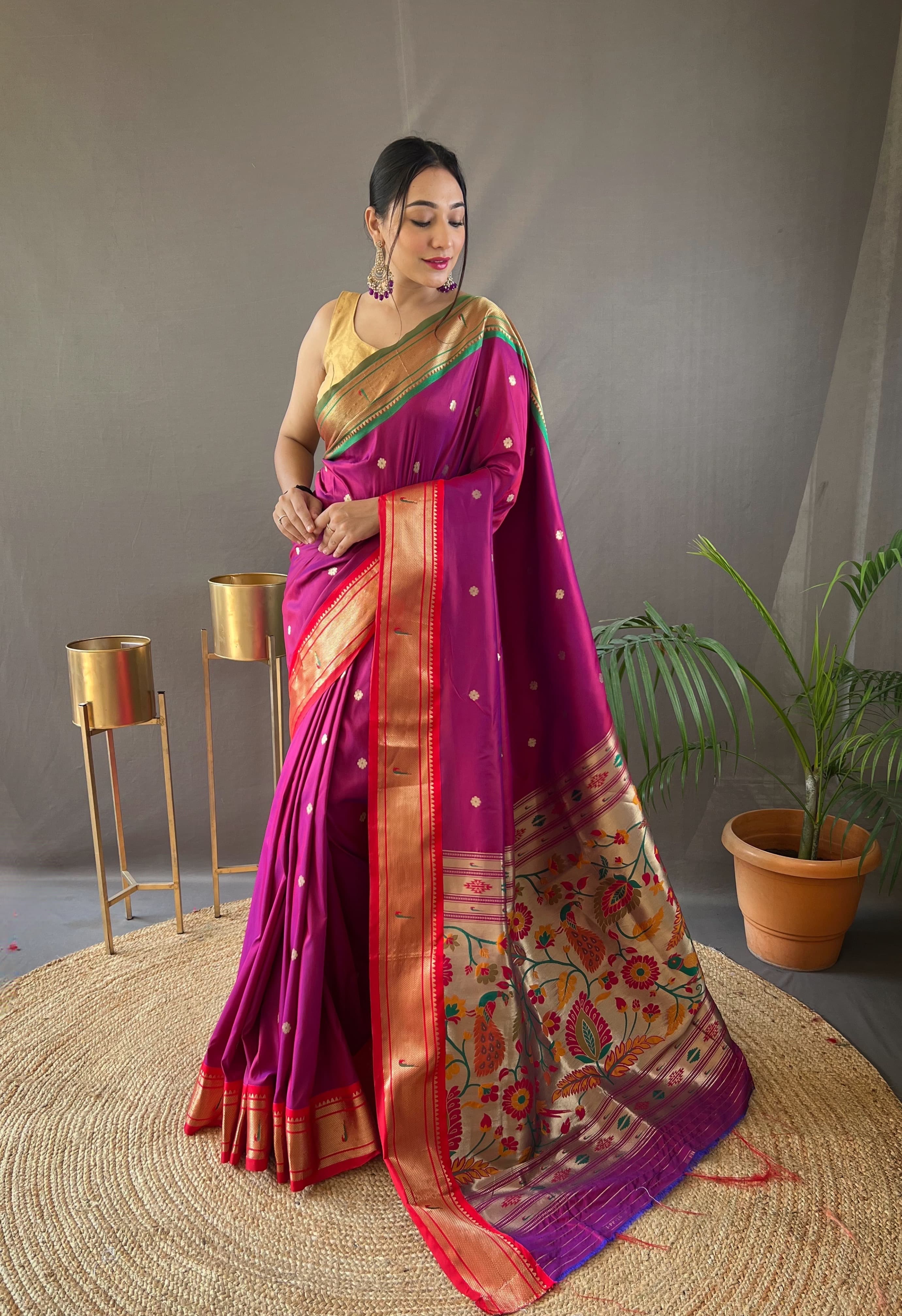 Anand Arpan Powerloom Paithani Silk Ready To Wear Pocket Saree