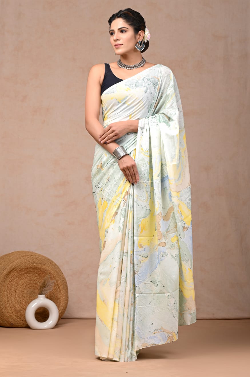 Sahara Marble Mul Cotton Ready To Wear Pocket saree