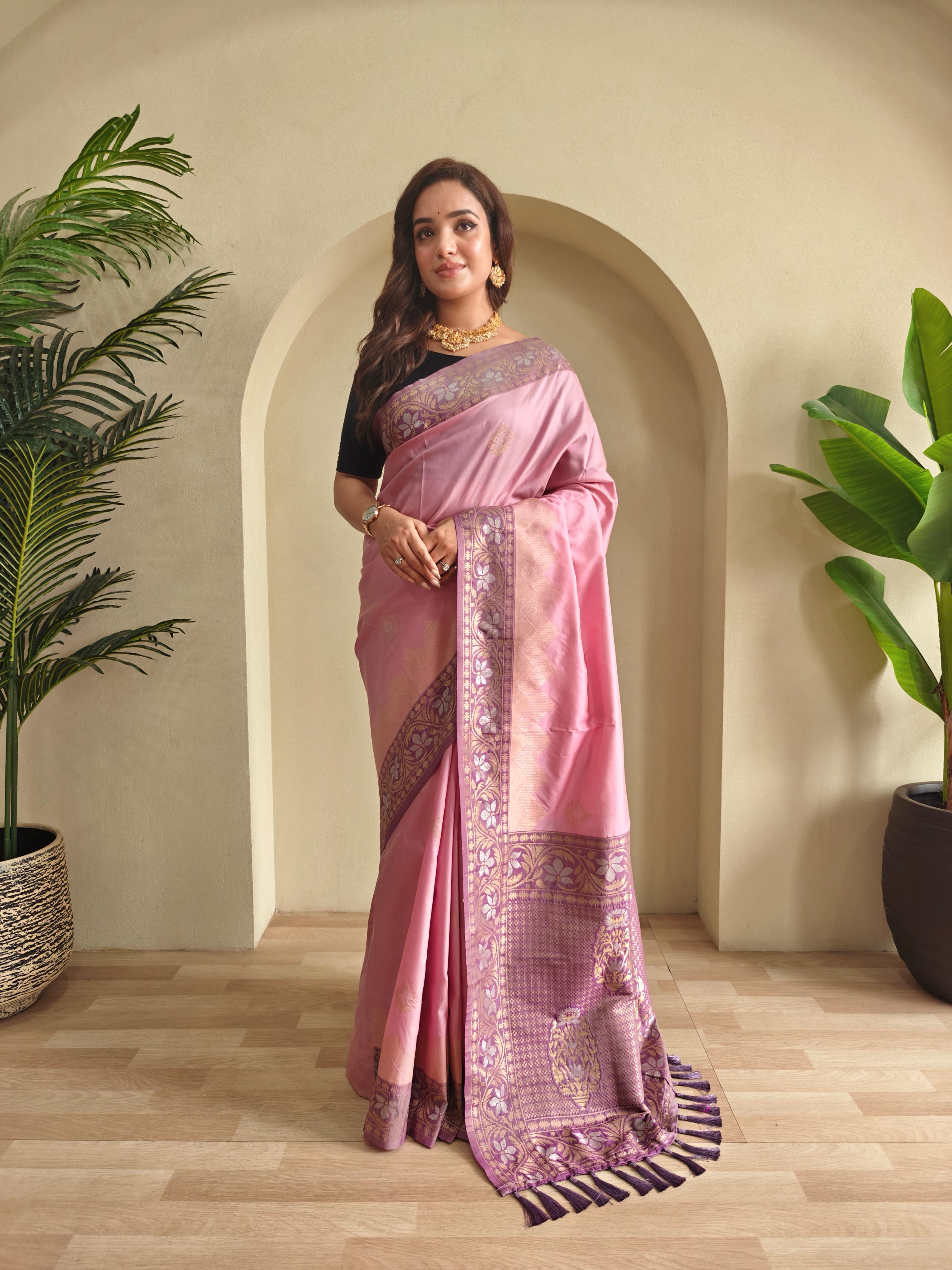 Drape & Dream Dual Tone Silk Ready To Wear Pocket Saree