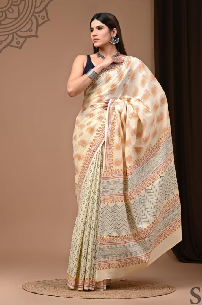 Cotton Bloom Ready To wear Pocket saree