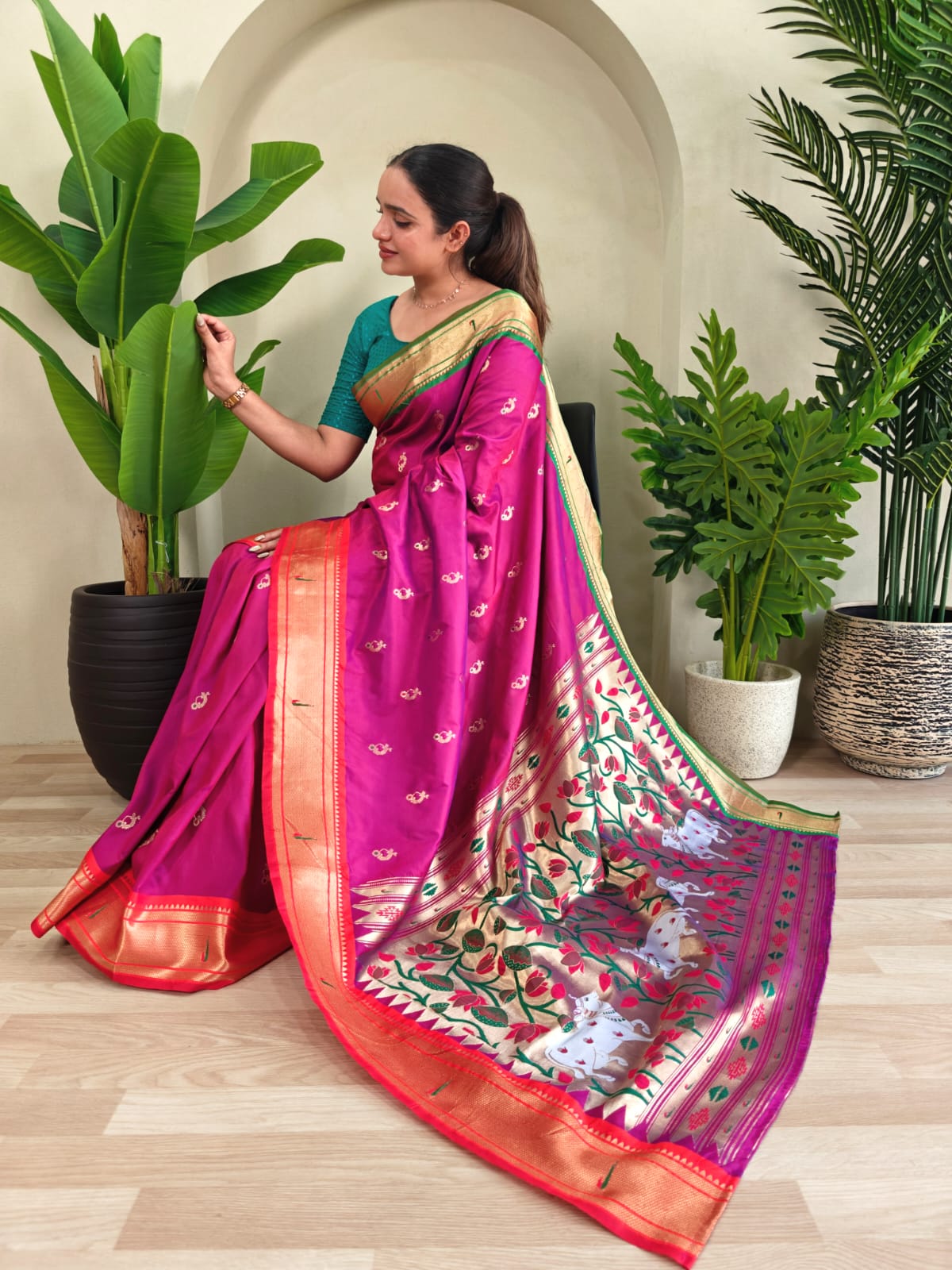 Anand Arpan PowerLoom Paithani Silk (B) Ready To Wear Pocket Saree
