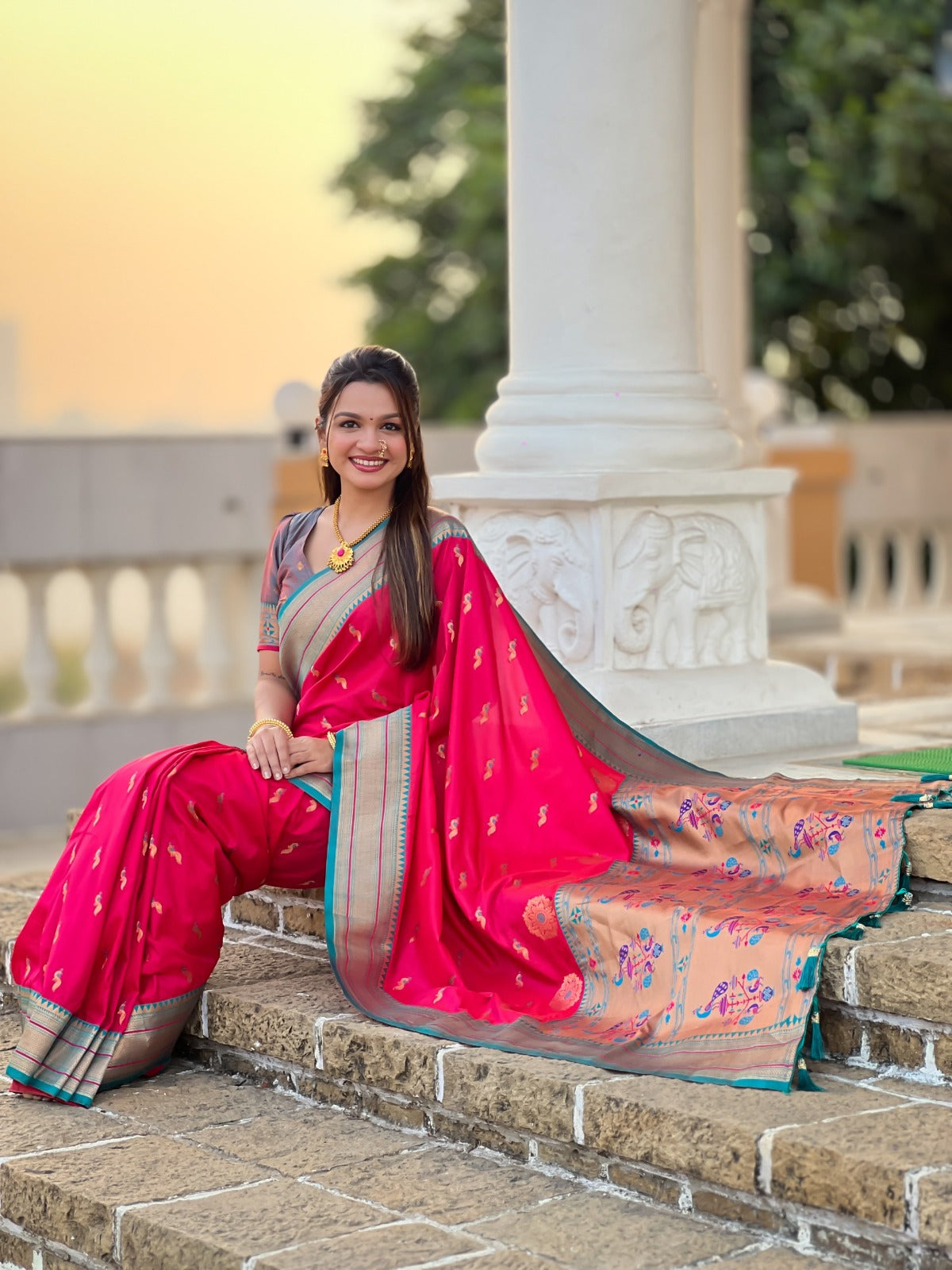 Pakhi Powerloom Paithani Silk Ready To Wear Pocket Saree