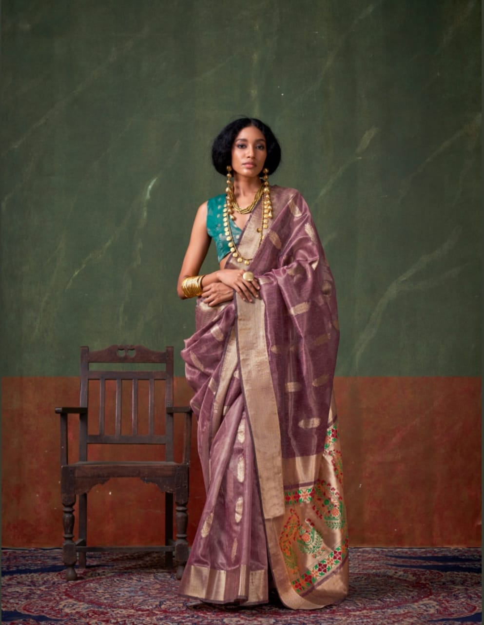 Ayati (D) Paithani Zari Tissue Silk Ready To Wear Pocket Saree