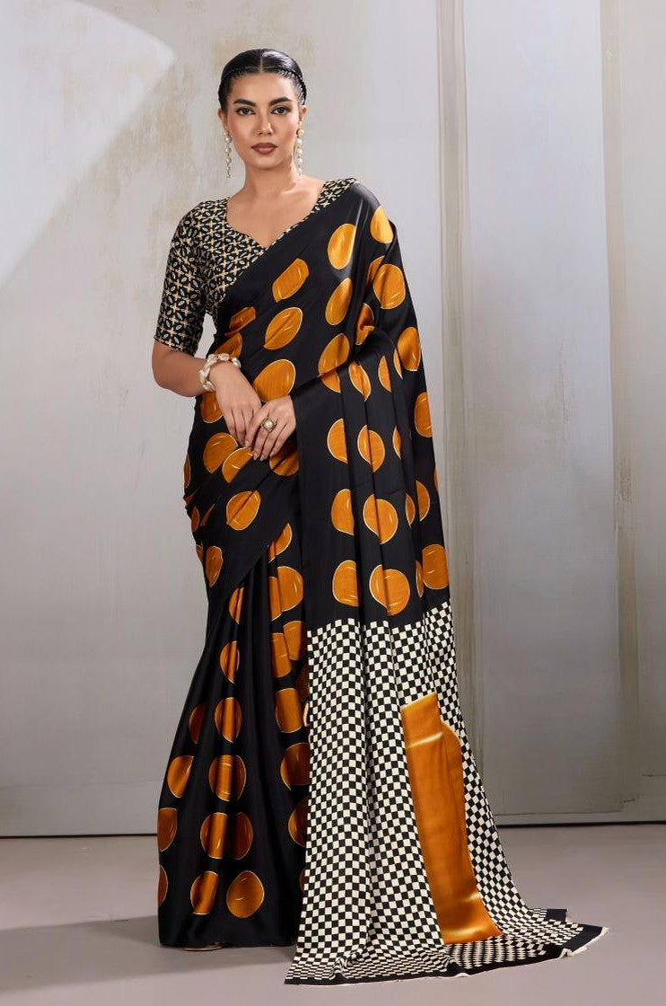 Modal Satin Ajrakh (C) Ready To Wear Pocket Saree