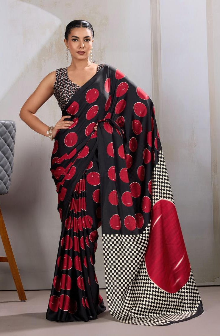 Modal Satin Ajrakh (D) Ready To Wear Pocket Saree