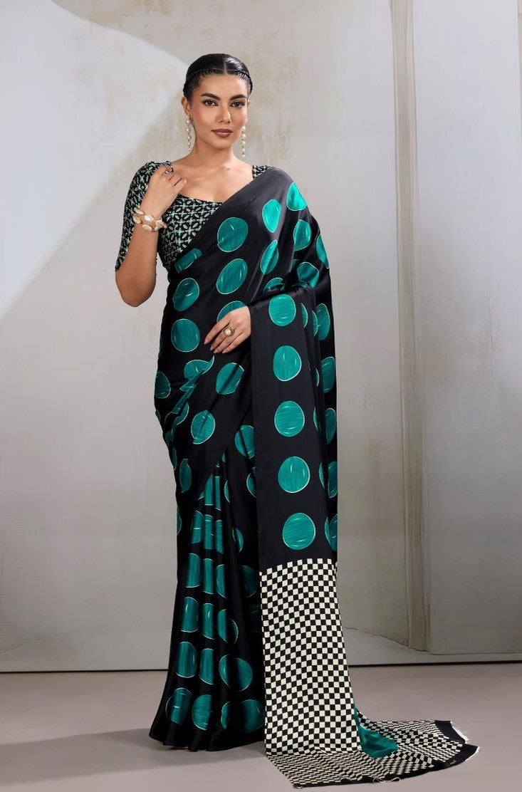 Modal Satin Ajrakh (E) Ready To Wear Pocket Saree
