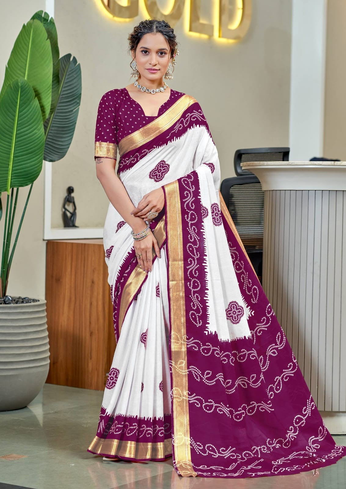 Ayati Bandhej Cotton (E) Ready To Wear Pocket Saree