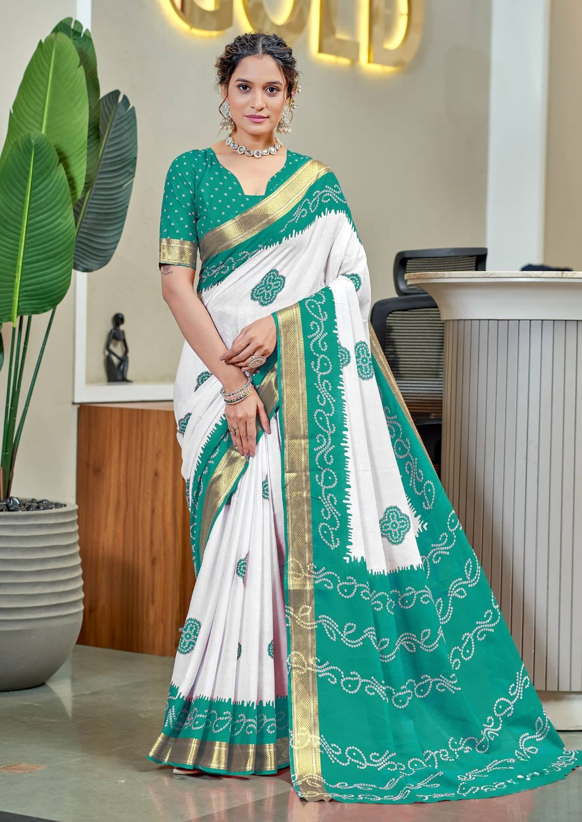 Ayati Bandhej Cotton (A) Ready To Wear Pocket Saree
