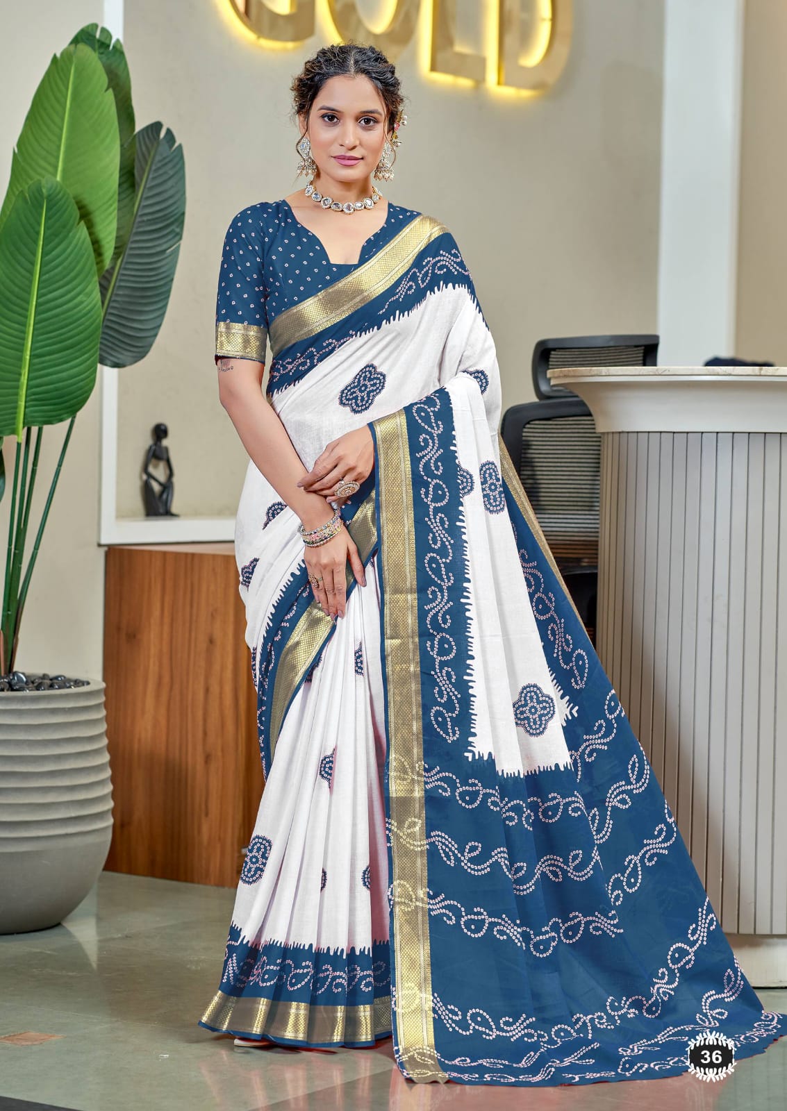 Ayati Bandhej Cotton (G) Ready To Wear Pocket Saree