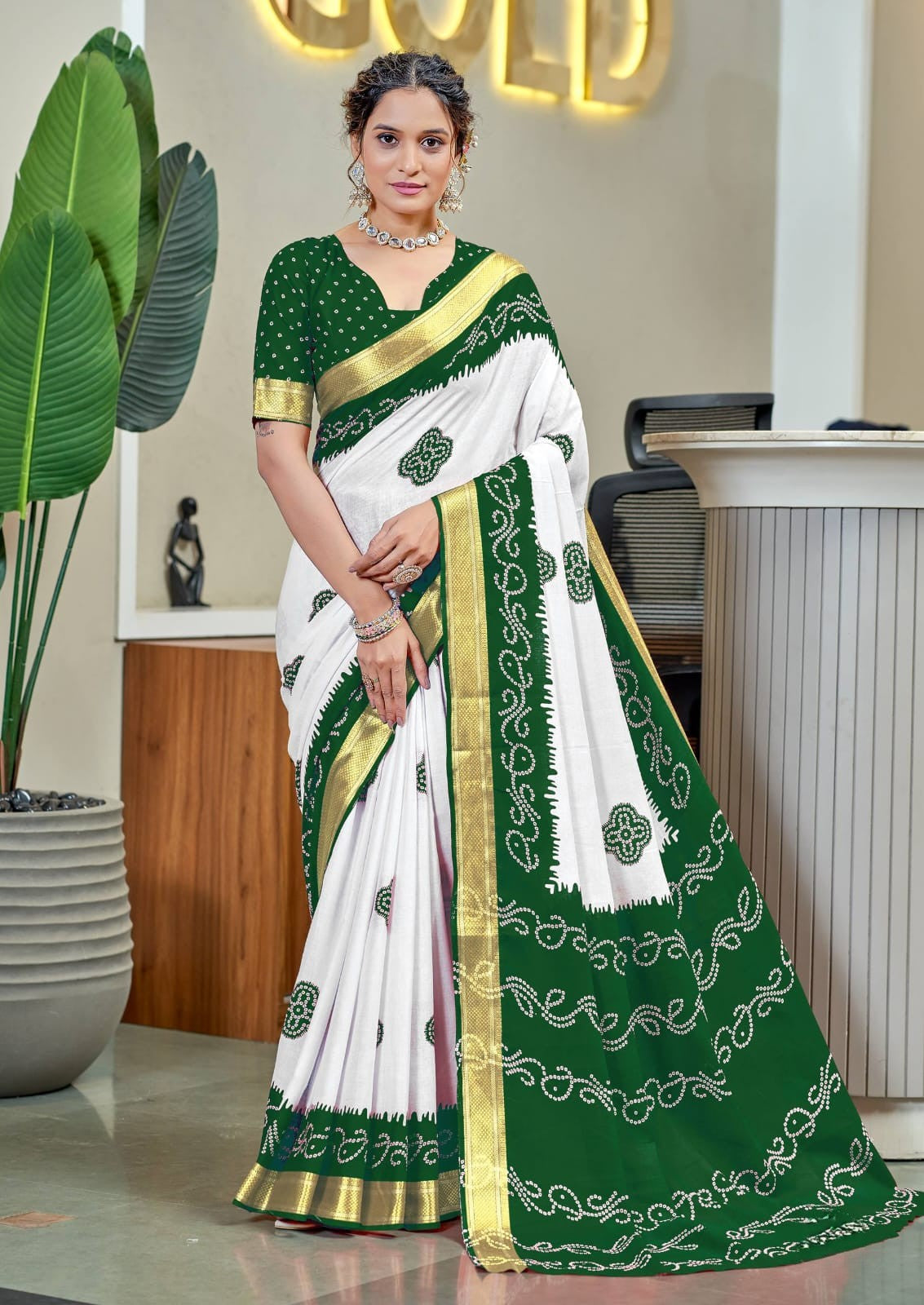 Ayati Bandhej Cotton (D) Ready To Wear Pocket Saree