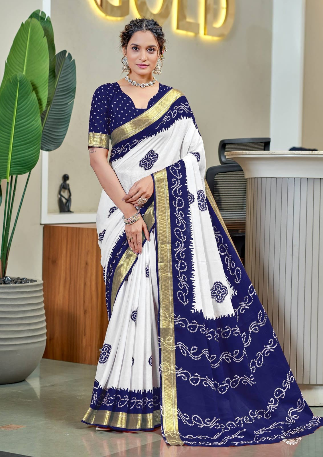 Ayati Bandhej Cotton (C) Ready To Wear Pocket Saree