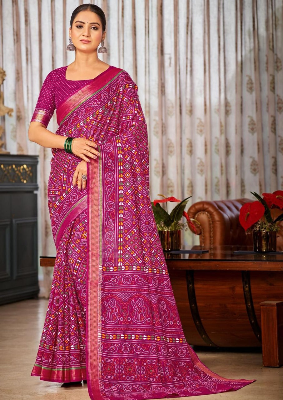 Gharchola Bandhani Cotton (B) Ready To Wear Pocket Saree