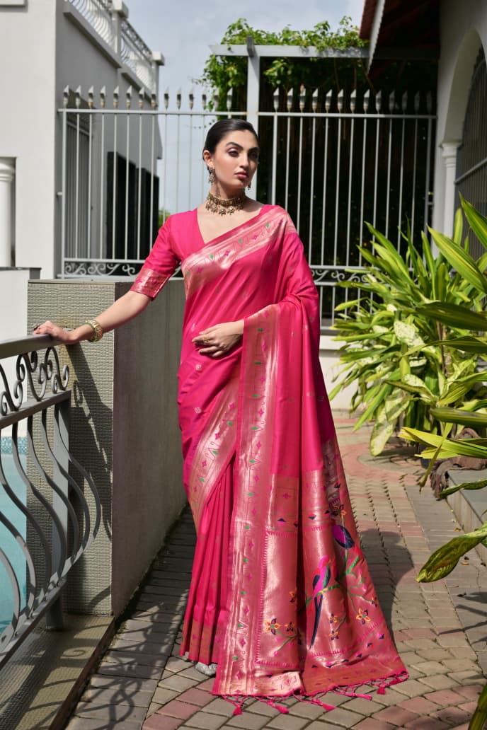 Utsav Umang Powerloom Paithani Silk (E) Ready To Wear Pocket Saree
