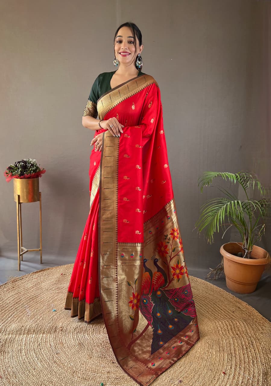 Mayurika Powerloom Paithani Silk (D) Ready To Wear Pocket saree