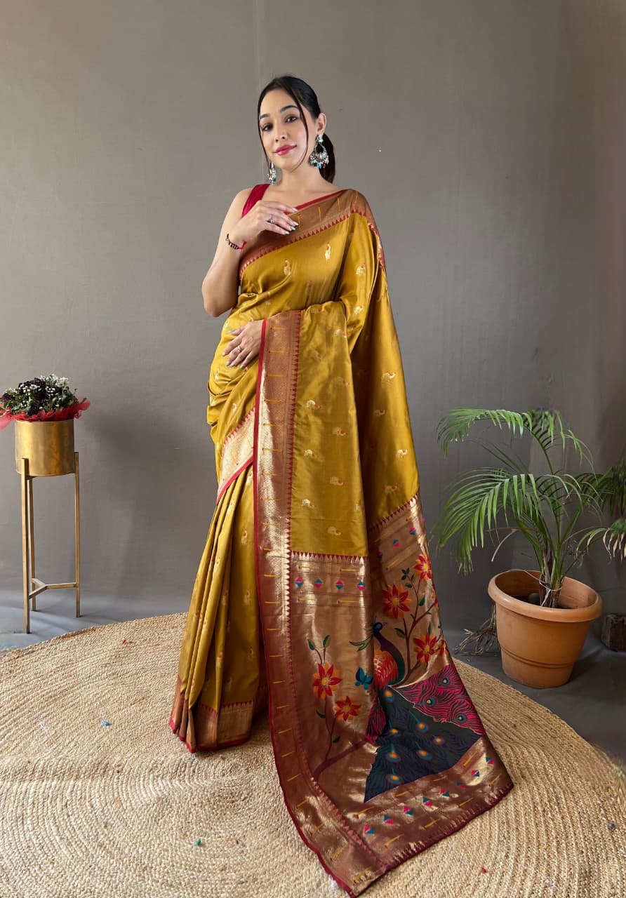 Mayurika Powerloom Paithani Silk (B) Ready To Wear Pocket Saree