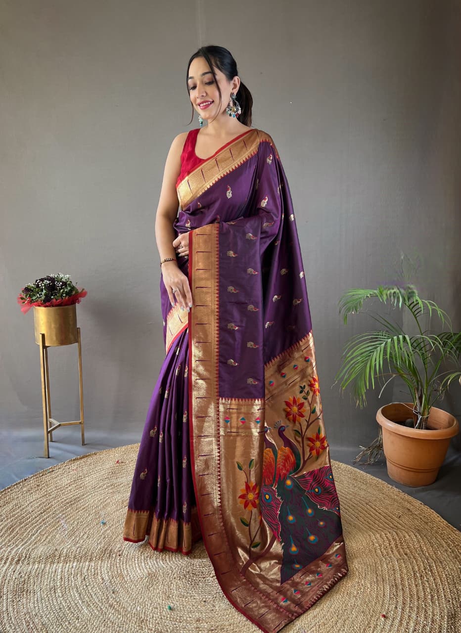 Mayurika Powerloom Paithani Silk (E) Ready To Wear Pocket Saree