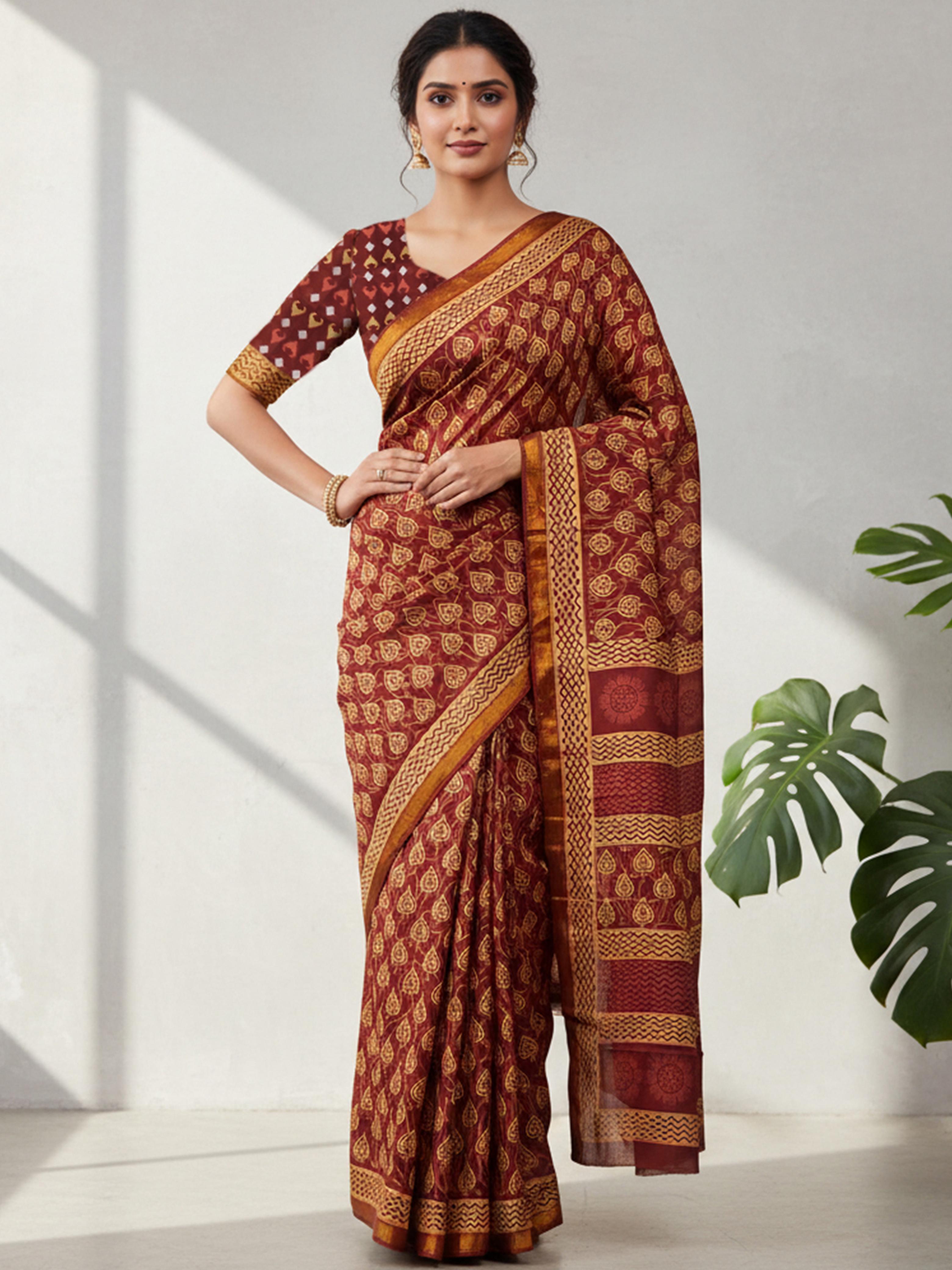 Modal Mul Cotton (E) Ready To Wear Pocket Saree