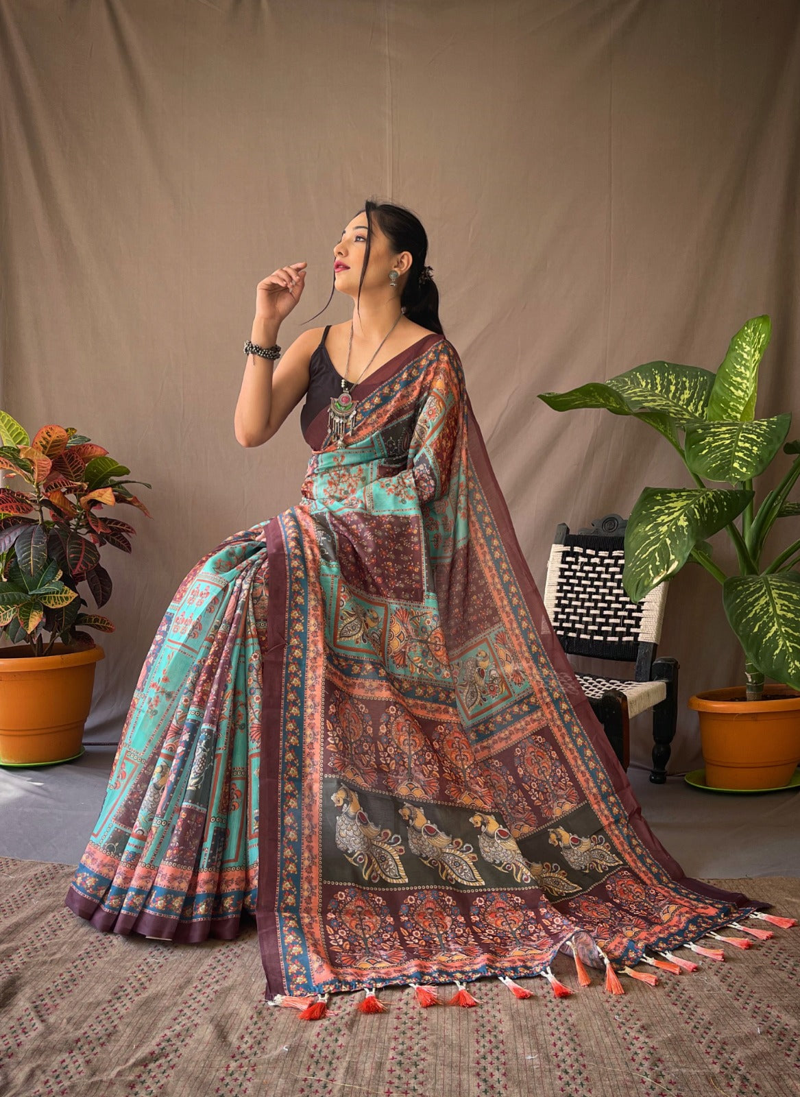 Cotton Kalamkari (G) Ready To Wear Pocket Saree