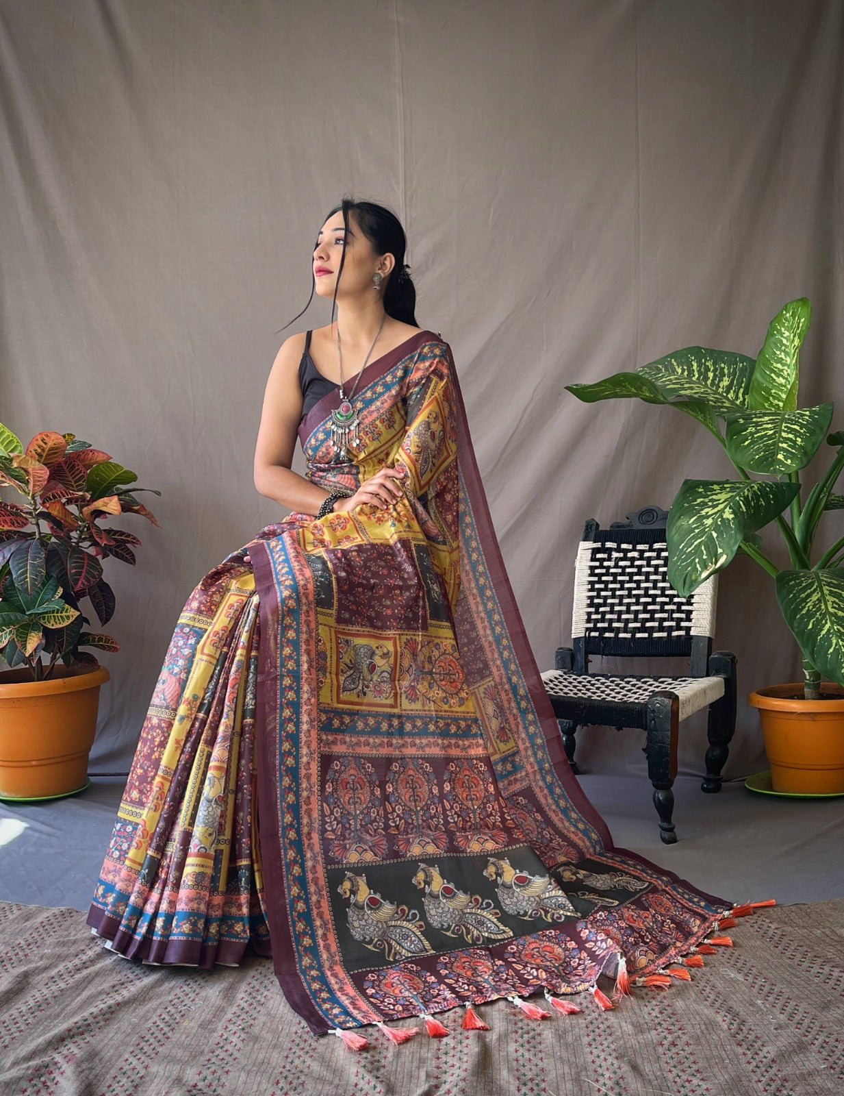 Cotton Kalamkari (E) Ready To Wear Pocket Saree