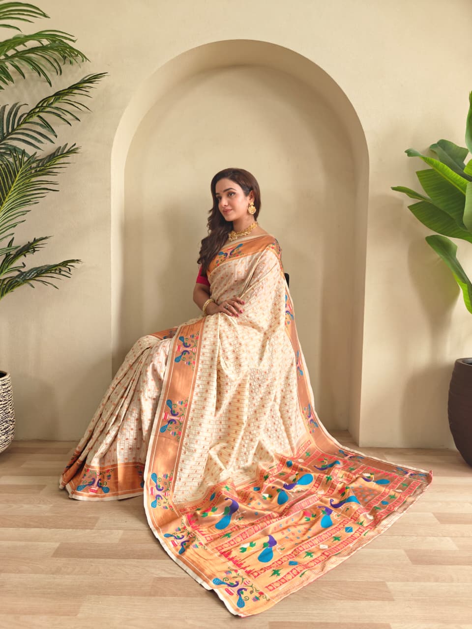 Anand Arpan Powerloom Paithani Silk (A) Ready To Wear Pocket Saree