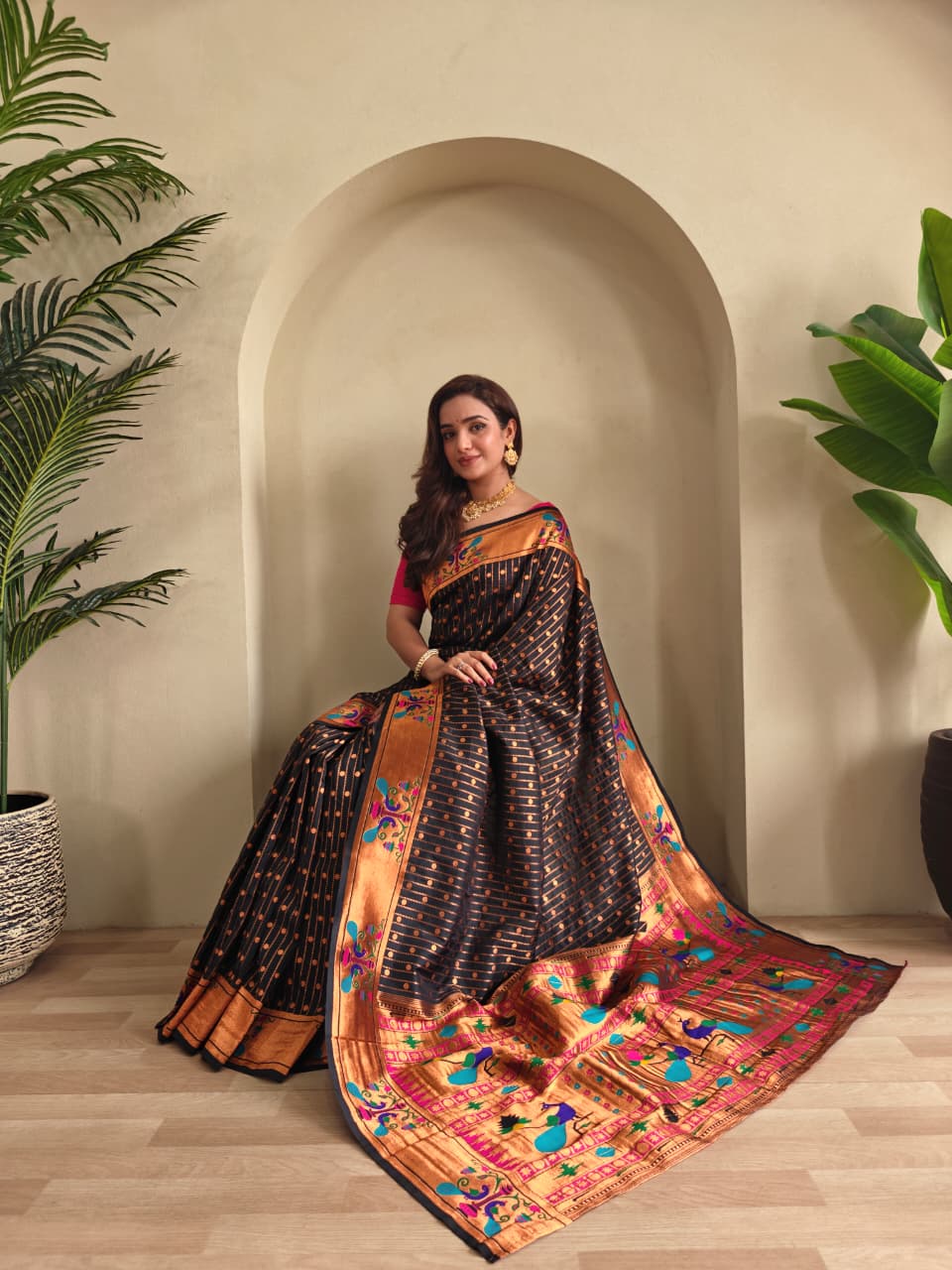 Anand Arpan Powerloom Paithani Silk (C) Ready To Wear Pocket Saree
