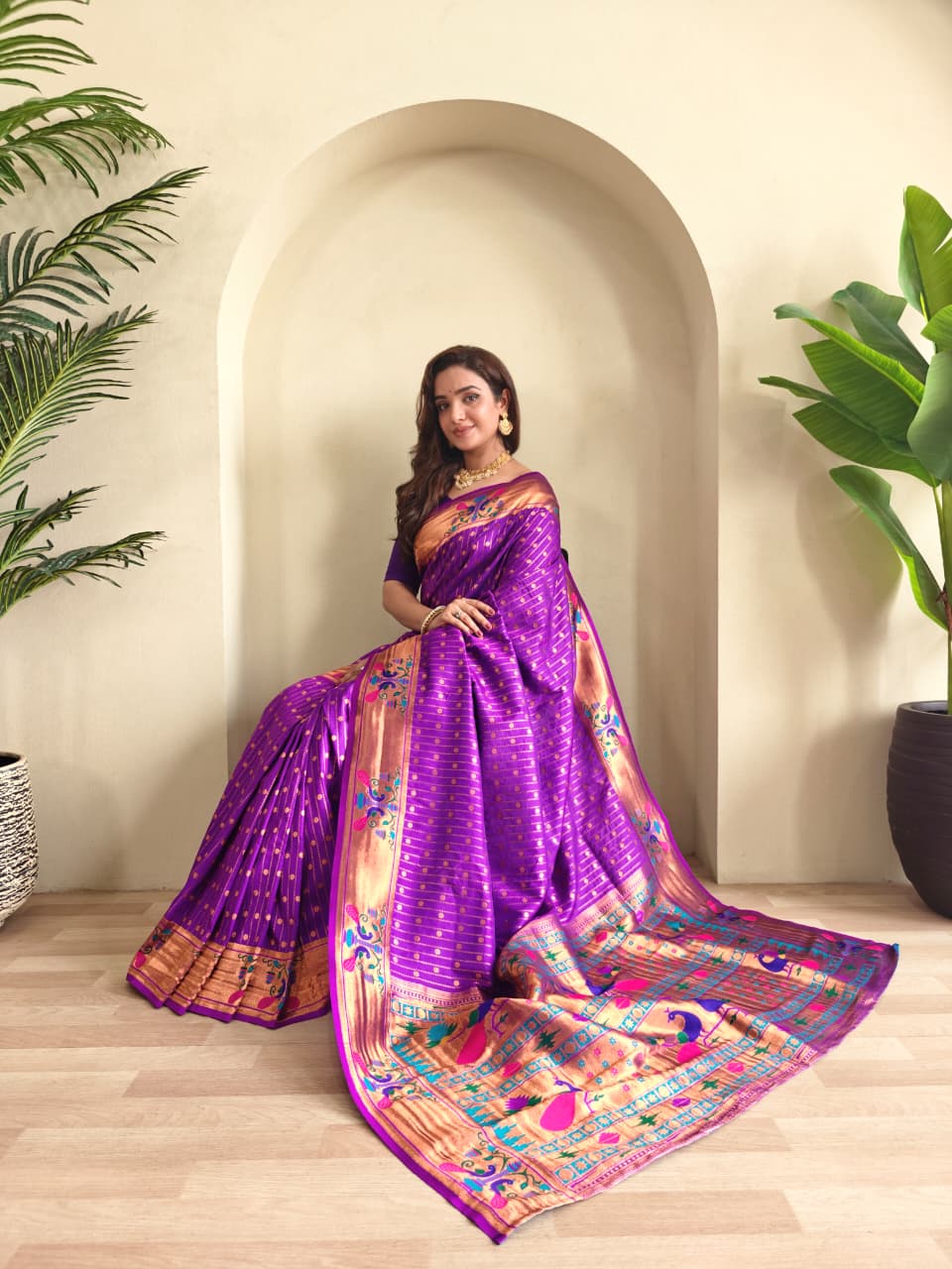 Anand Arpan Powerloom Paithani Silk (H) Ready To Wear Pocket Saree