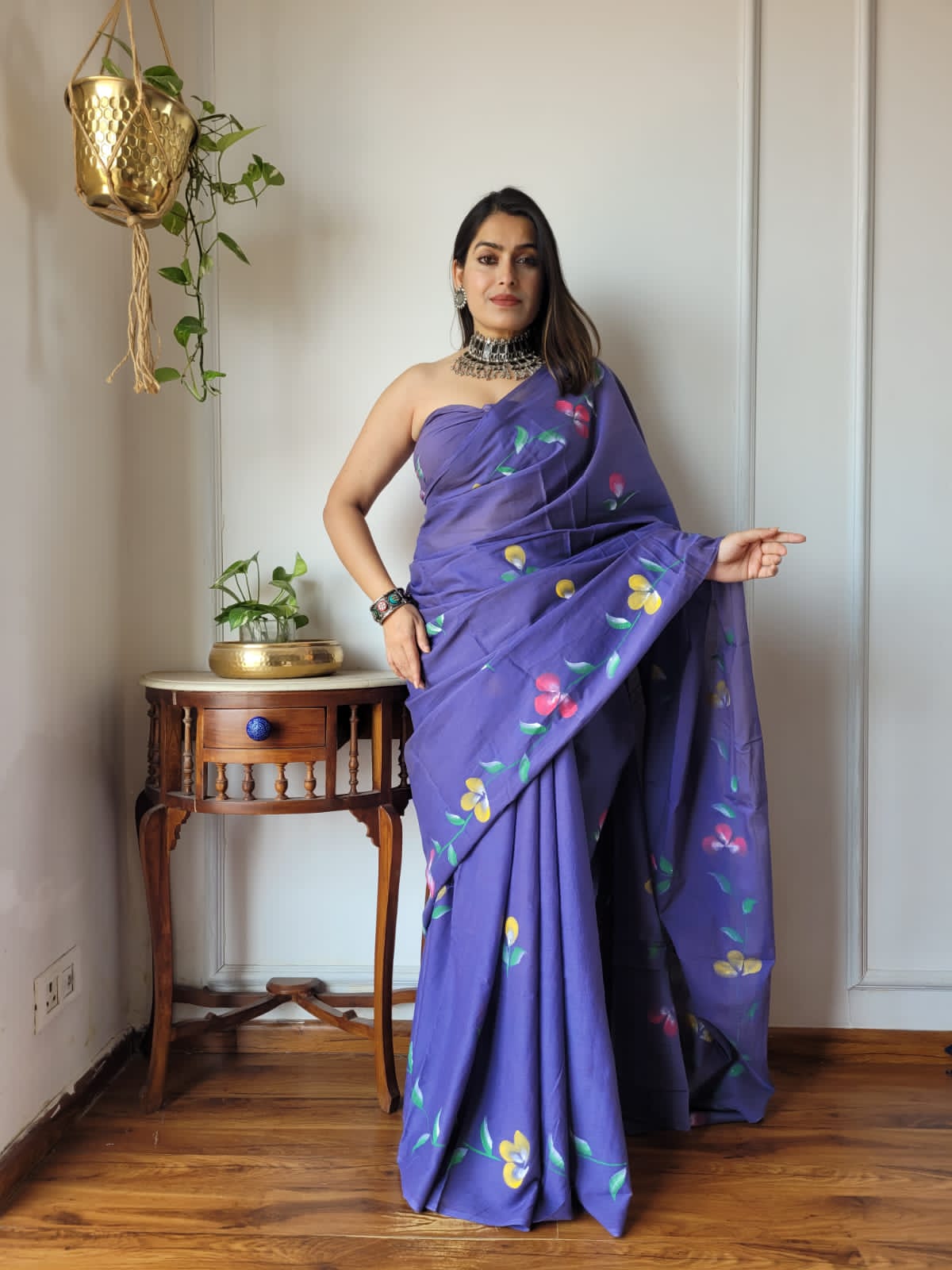 Floral Drift Mul Cotton (A) Ready To Wear Pocket Saree